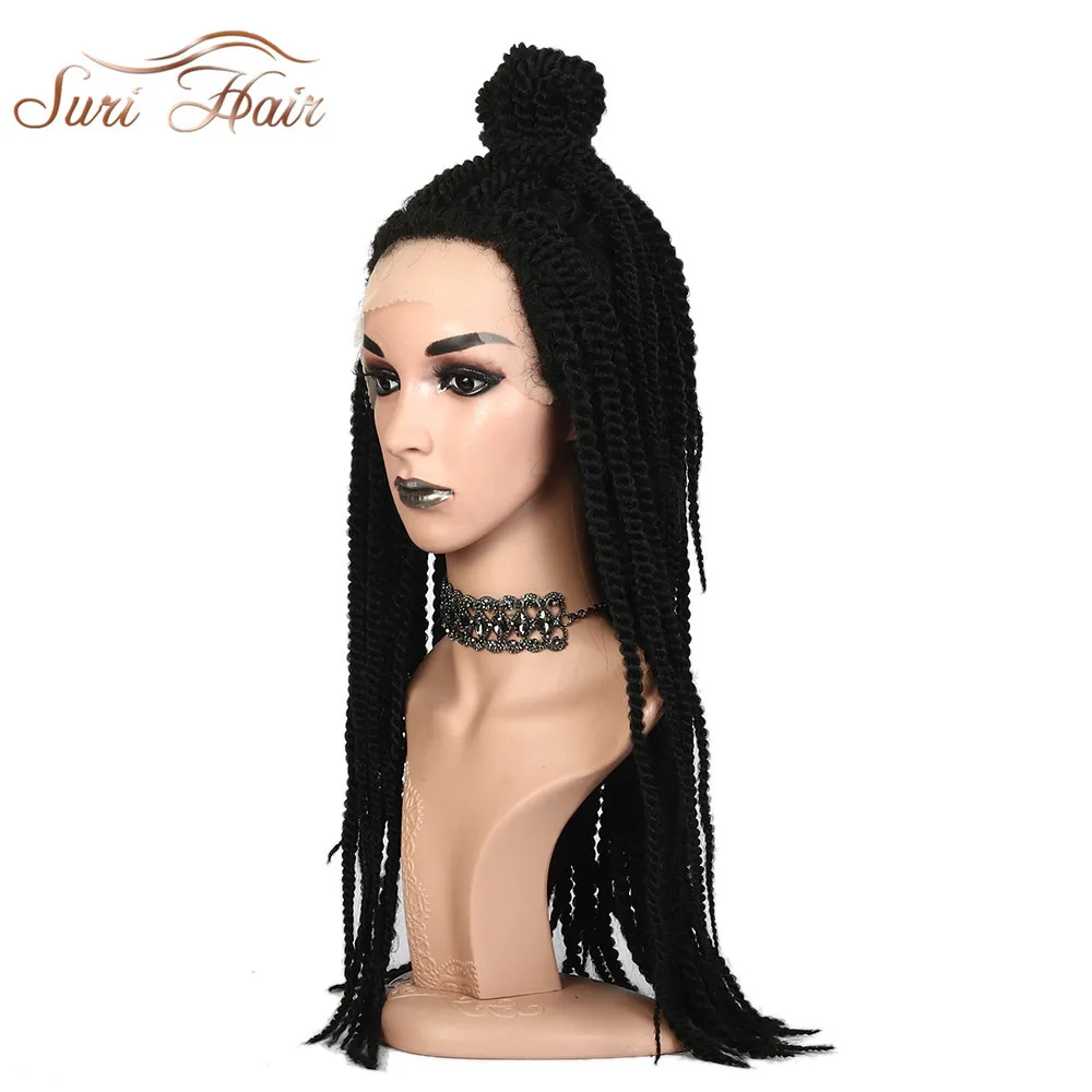 Suri волосы 2" косички синтетический фронтальный парик черный афро-Американский Африканский плетение волос для женщин Косплей регулируемый размер
