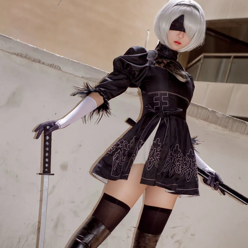 Новинка 2016 костюм для косплея NieR:Automata 2B YoRHa № 2 Heroine типа B черное платье униформа