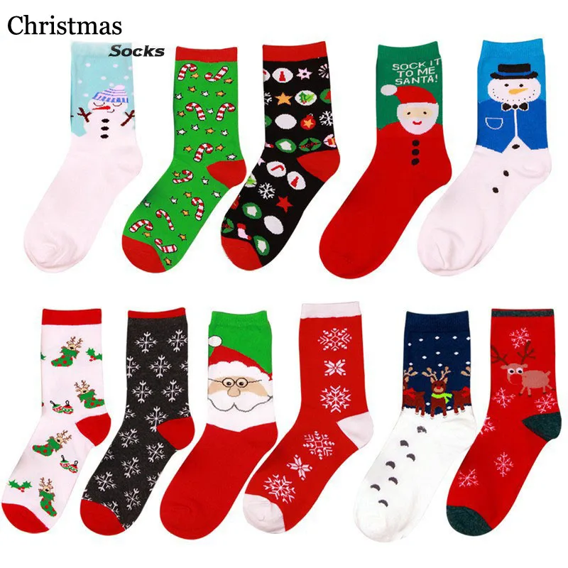 Лидер продаж 3 пар/лот Санта Клаус женские рождественские носки хлопковые носки осень-зима с изображением снежного лося подарочные носки