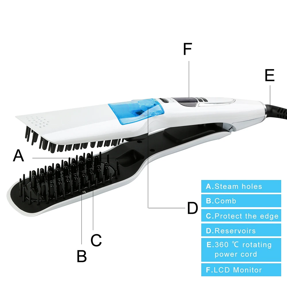 Профессиональный пара быстро выпрямитель для волос гребень спрей Vapor Flat Iron щетка для выпрямления волос ЖК-дисплей Дисплей Инструменты для