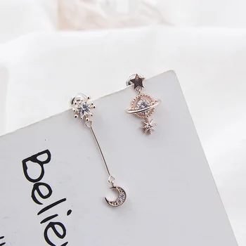 

Trendy Crystal Moon Women Dangle Earrings Asymmetric Precision Zircon Star Moon Earrings Drop Earrings Jewelry Earrings