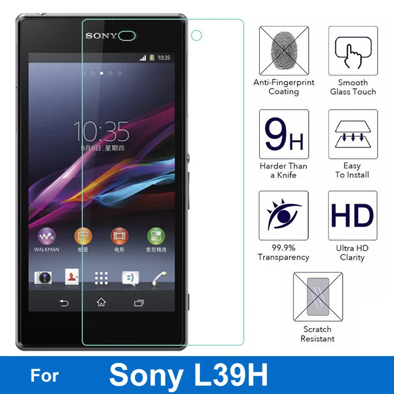 

0.26mm Ultra thin Front LCD Nano-coated Tempered Glass Film For Sony Xperia Z1 L39H C6902 LTE C6903 C6906 Screen Protector