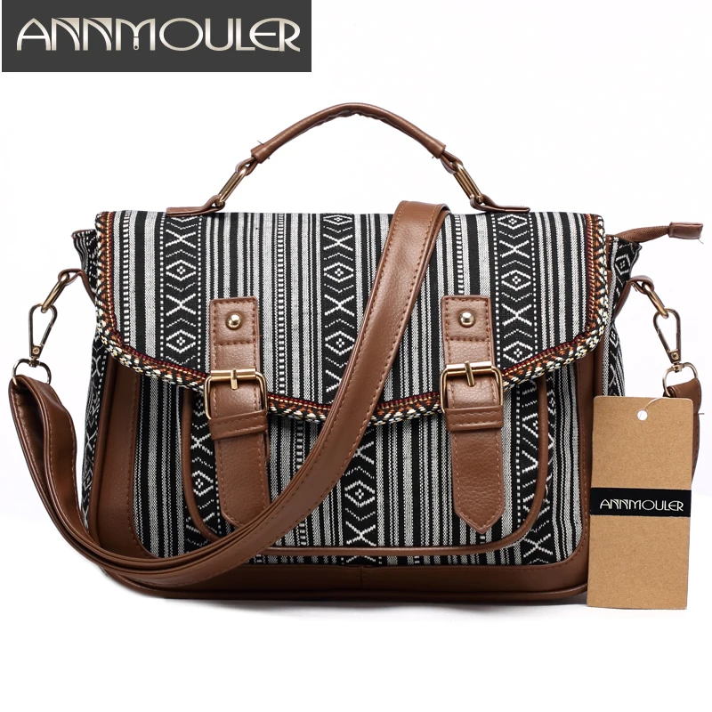 Us 19 61 24 Off Annmouler Vintage Women Shoulder Bag Canvas Satchel Skull Print Messenger Large Capacity Crossbody For On