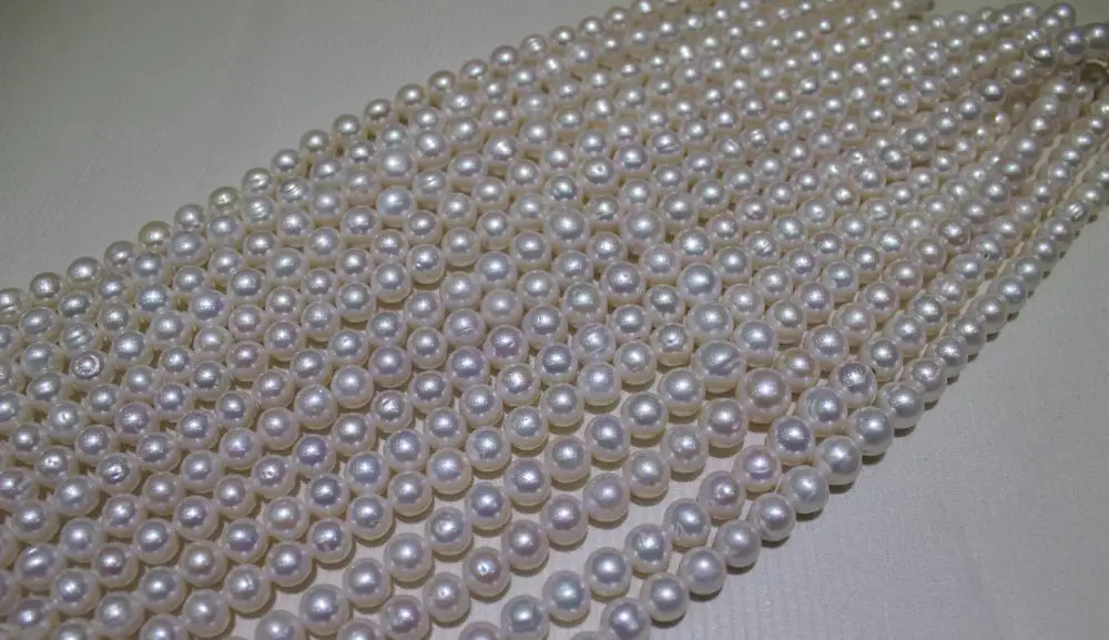 

White round Fresh water pearl necklace 12-14mm 15 No Metal "Handmade