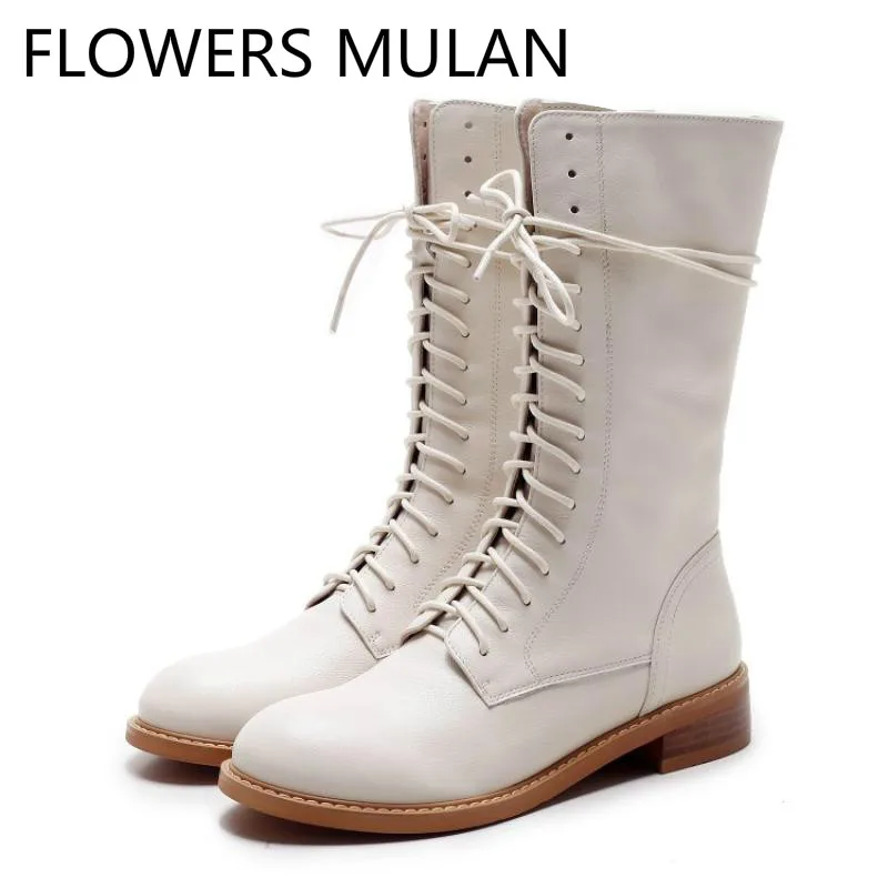 

2018 Boots Women 2018 Flat Heel Short Boots Mid Calf Autumn Boots Pointed Toe Ladies Shoes Lace Up Casual Botas Mujer