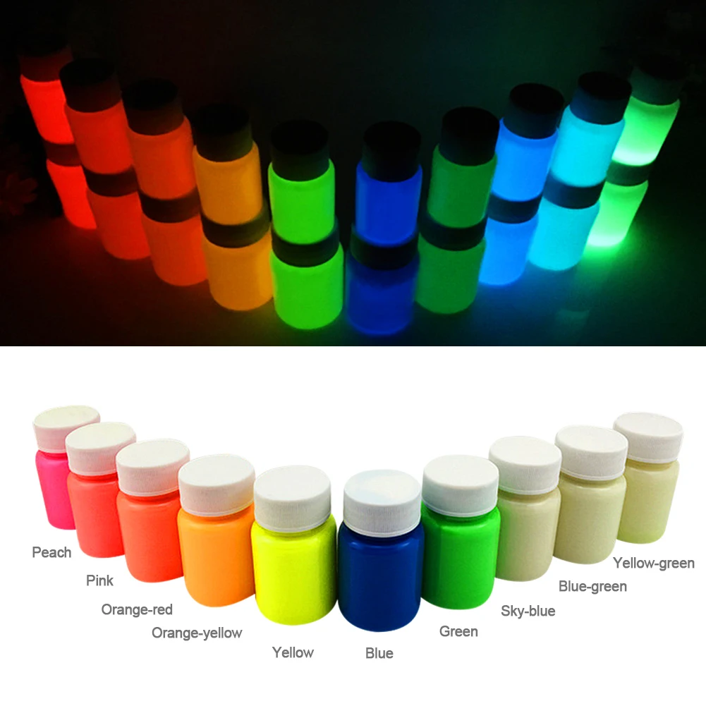 30g 10color DIY Graffiti Paint Luminous Acrylic Glow In The Dark Pigment Party Fluorescent Body Art For Party|Сверкающие товары