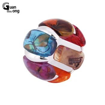 

Fashion Exquisite Beautiful Printing Butterfly Colorful Resin Elastic Bracelets Bangles Pulseiras Para as Mulheres 7 Colors