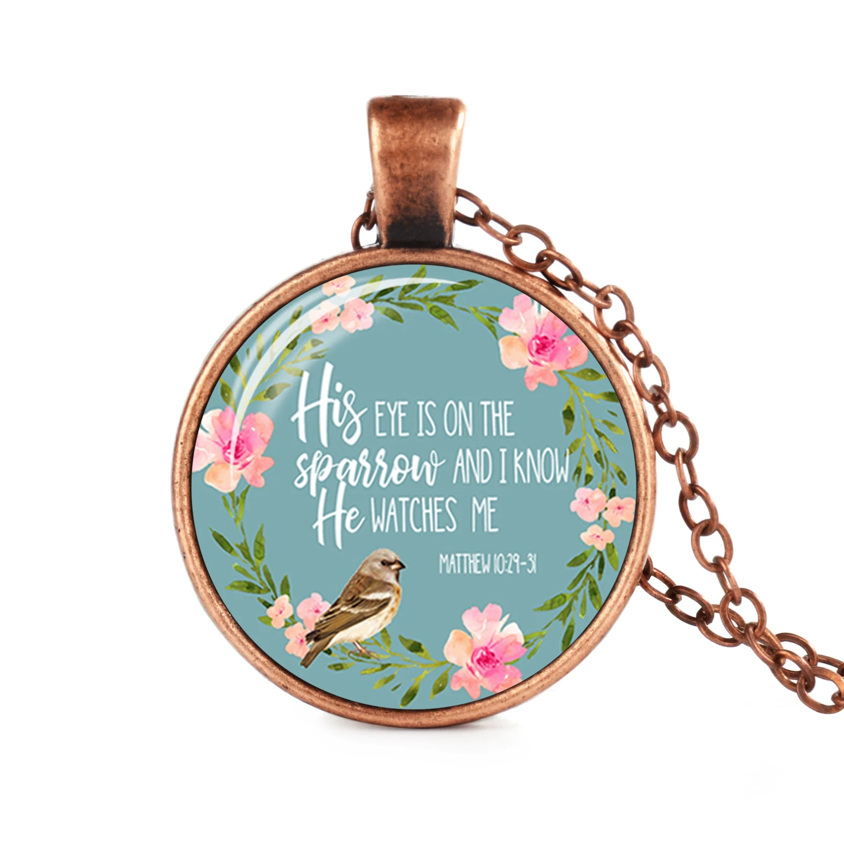 

Bible Verse Necklace Christian Faith Jewelry Outside Kindness Glass Dome Cabochon Pendant Chain Four Colors To Choose From