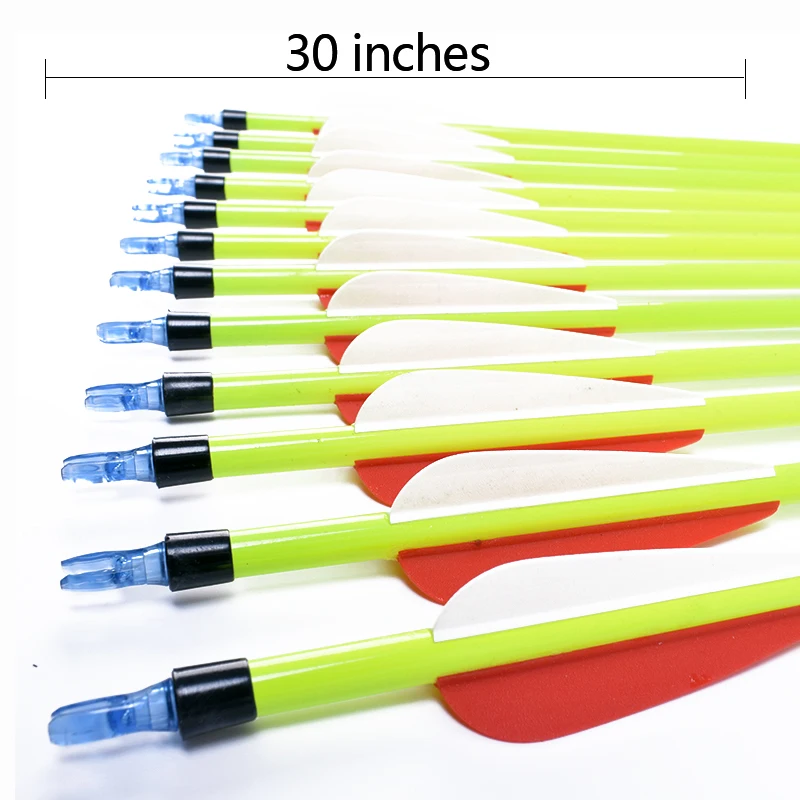6/12PCS Yellow Carbon Arrow 30 Inch Red White Feather Carbon Arrows For Recurve Bows For Recurve Bows Hunting Arrows Archery