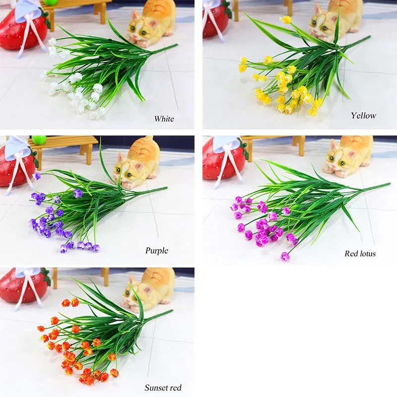 Flone Artificial Plastic Fake Flowers 35cm Small Flower Bouquet Tulip Home Living room Warm Decoration Garden Artificial Flowers (37)