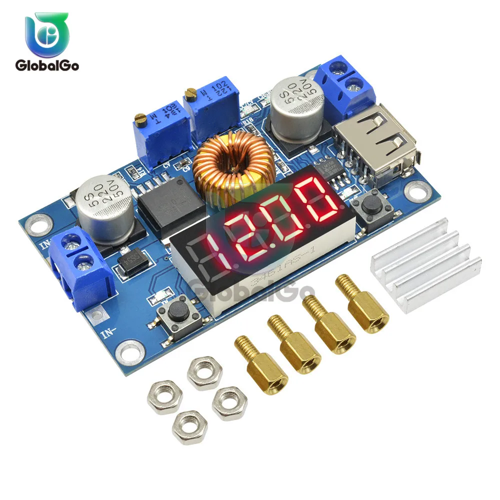 

USB LED Digital Ammeter Voltmeter 5A Constant Current Voltage Step down Board DC-DC Lithum Battery Charger Module Buck Converter