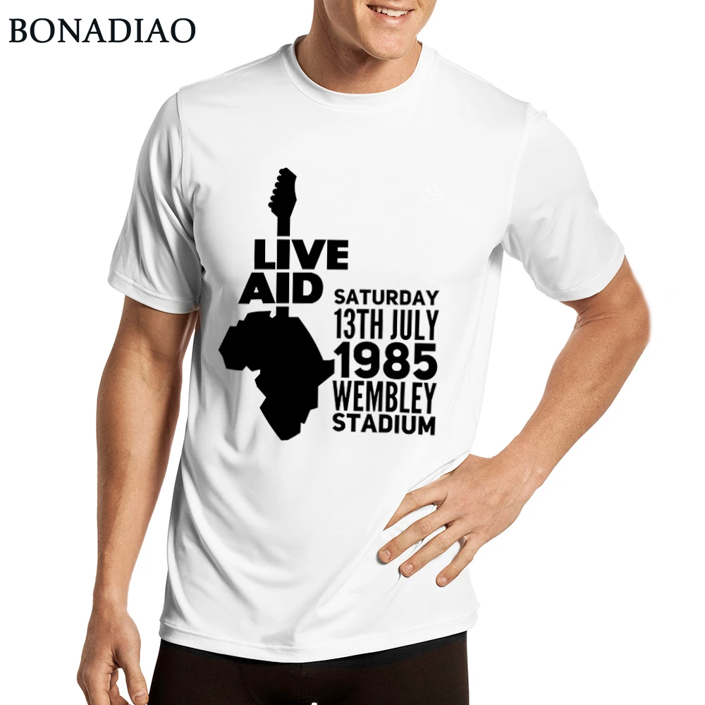 

Live Aid Queen Band 1985 Freddie Mercury T Shirt For Male T-Shirt S-6XL Homme Tee Shirt Popular Streetwear T-shirt Wholesale