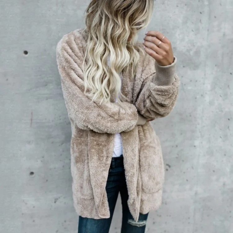 ZOGAA Ladies Fashion Hooded Coat Female Thickened Loose Faux Fur Cardigan Coat Autumn Winter Warm Hood Jacket Outwear Long Coat ZOGAA Ladies Fashion Hooded Coat Female Thickened Loose Faux Fur Cardigan Coat Autumn Winter Warm Hood Jacket Outwear Long Coat
