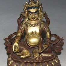 Bi001645 Тибет Буддизм Бронзовый 24 К Золото Живопись Мыши Желтый Jambhala Статуя Будды