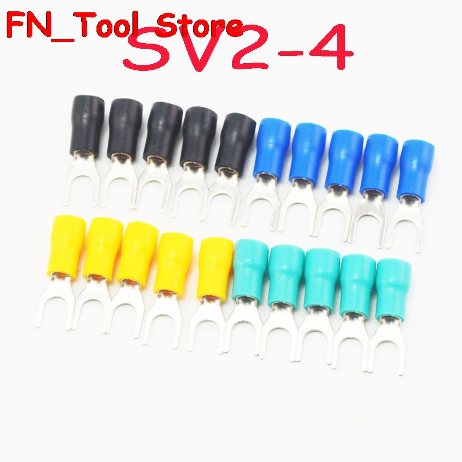 SV2 4 100PCS Insulated Spade Terminal Block Connector Electrical