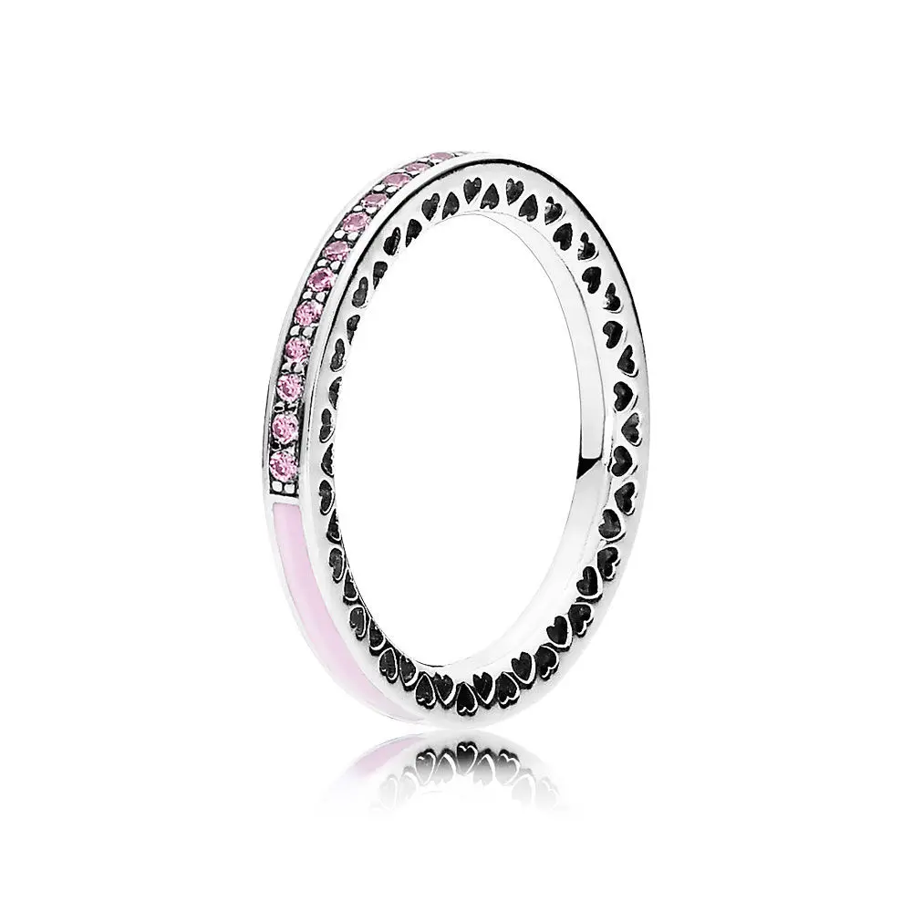 

Authentic 925 Sterling Silver Original Colorful Hearts of Pandora Ring With Clear CZ For Women Charm Birthday Gift DIY Jewelry
