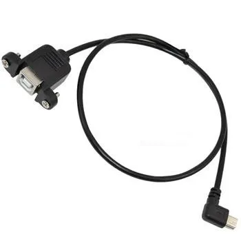 

0.5m USB 2.0 B female panel mount to mini 5pin male right angle extension cable