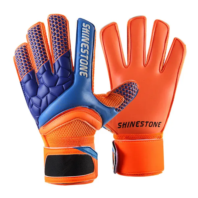 Shinestone Kids Adults Size Soccer Goalkeeper Gloves Professional Thick Latex Soccer Goalie Gloves With Finger Protection 915 Orange