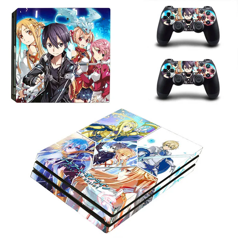 SAO PS4 Pro Skin PS 4 Pro наклейки Pegatinas Vinilo Sword Art онлайн скины для игровой консоли 4 Pro и двух контроллеров - Цвет: YSP4P-2064