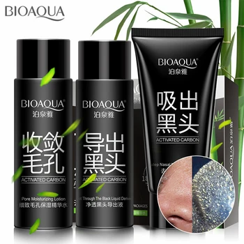 

3Pcs/box Bioaqua Bamboo Charcoal Face Care Suction Black Mask Facial Mask Nose Blackhead Remover Peeling Peel Off Acne Treatment