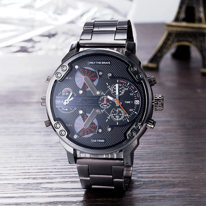 Новые военные мужские часы, мужские наручные часы с календарем, спортивные часы с двойным дисплеем, роскошные часы из нержавеющей стали, модный подарок, мужские часы LZ4251 - Цвет: Black 2