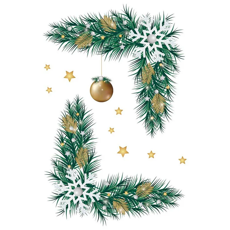 

3D Xmas Tree Stars Toilet Wall Sticker Fridge Wardrobe Window Art Mural Christmas Decor PVC Removable Poster Wallpaper New Year
