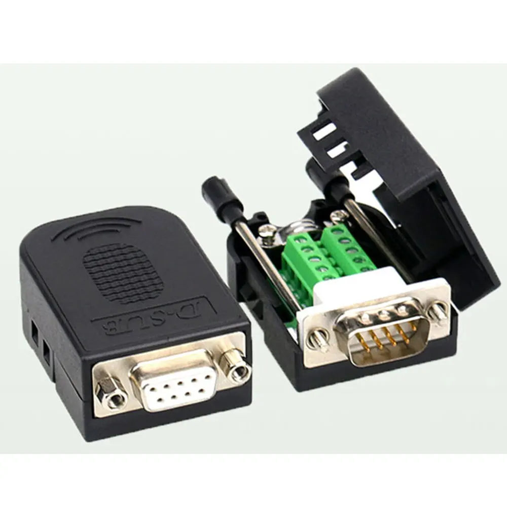 DB9 Welding free Male Plug Female Socket Buckle Shell Kit RS232 9 Pin