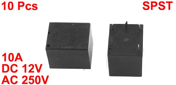 10 Pcs 12VDC 250VAC 10A 4 Terminal SPST NO Power Coil Relay for Air Conditioners