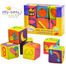 Cute 1set 7cm soft cloth blocks digital rattles early development baby cognitive infant newborn game gift