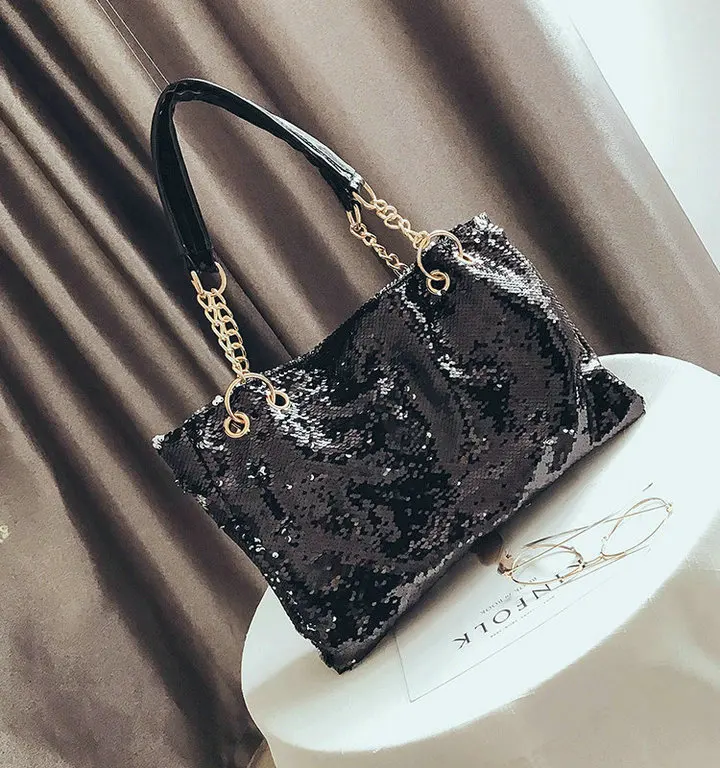 Brand Designer Tote Shoulder crossbody Bag Women Large Multifunction Sequin Bling Handbags Big Bag Casual shopping Bags B42-30