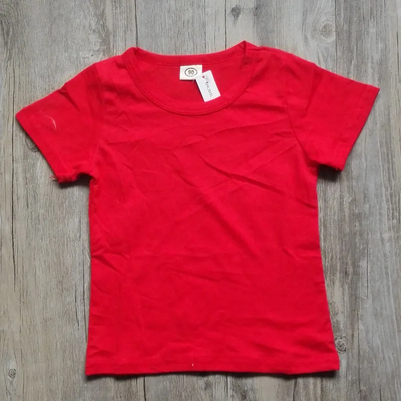 Одежда из хлопка для девочек детские футболки для маленьких мальчиков, летние футболки с короткими рукавами яркие однотонные топы для детей, пляжная мода г - Цвет: red