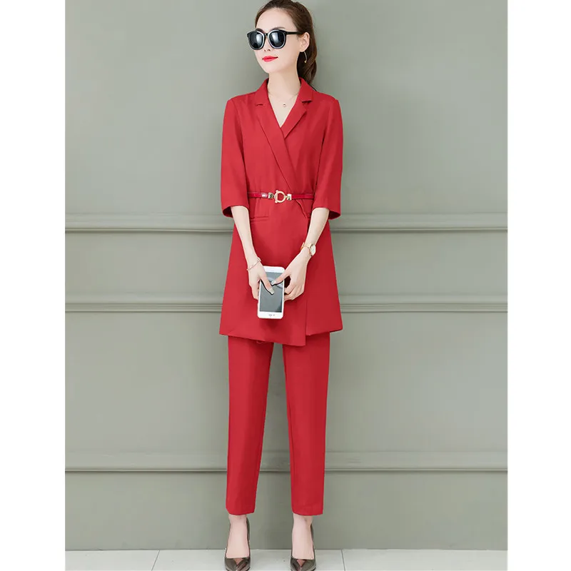 

Women's suits new hot women's long slim slimming suit two-piece suit (jacket + pants) women's fashion casual suit