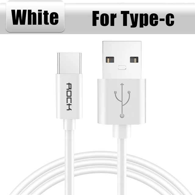 ROCK 2.4A USB кабель для быстрой зарядки и передачи данных Micro usb type-C кабель для samsung Xiaomi кабель для синхронизации данных и зарядки мобильного телефона для iPhone - Цвет: White for Type-c