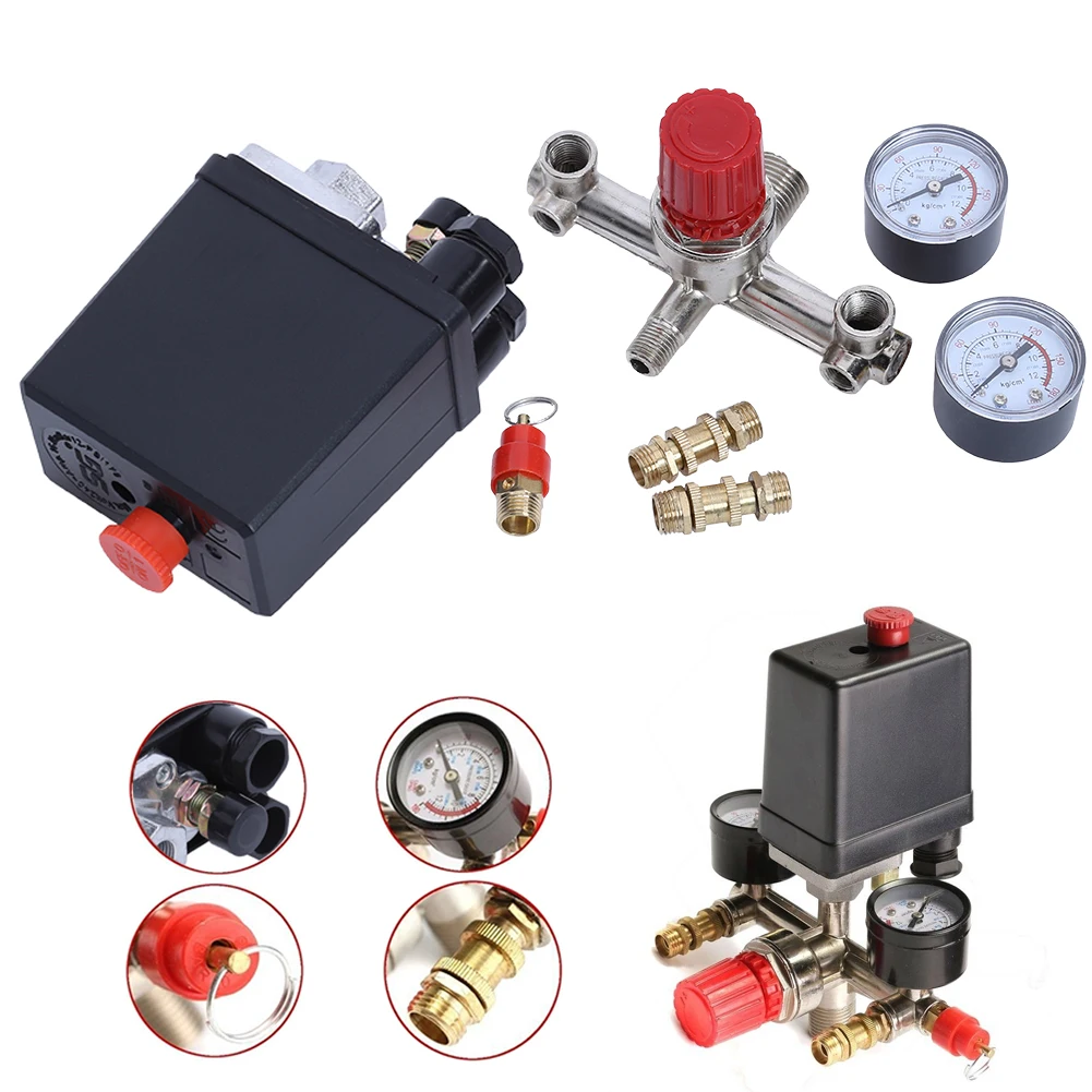 

Brand new 90-120PSI 240V 20A Air Compressor Pressure Switch Control Metal+Plastic Auto Load/Unload Valve Manifold Regulator