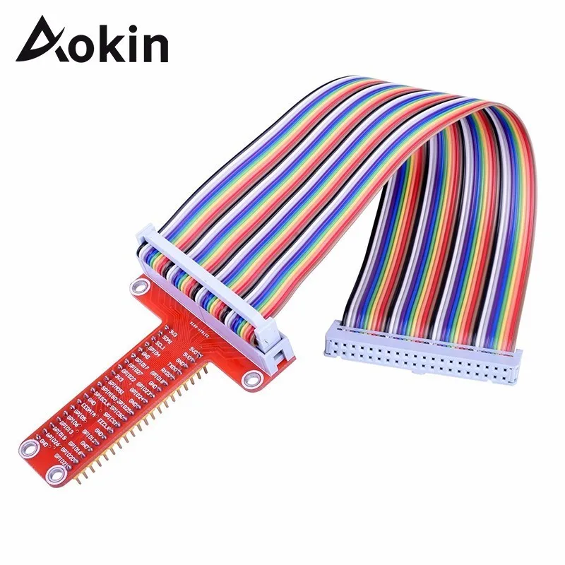 

Aokin For RPi GPIO Breakout Expansion Board + 40pin Flat Ribbon Cable For Raspberry Pi 3 2 Model B & B+