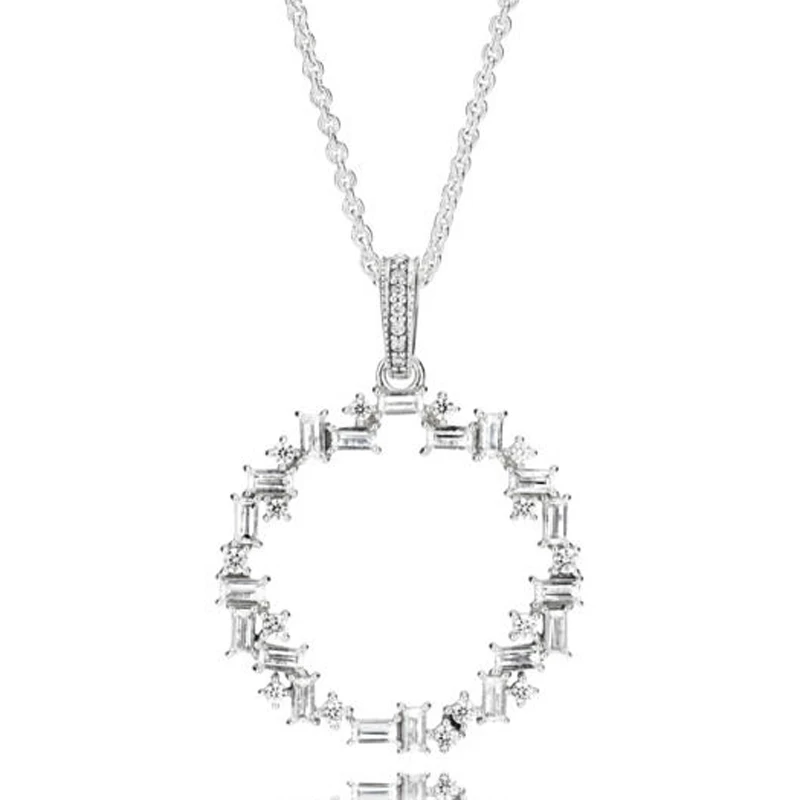 

New 925 Sterling Silver Necklace Shards of Sparkle With Crystal Necklace For Women Wedding Gift Pandora DIY Jewelry