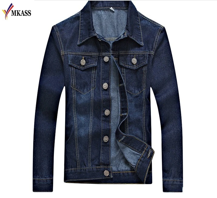 MKASS 2017 New Fashion Autumn Spring Plus Size S-5XL Blue Denim Jacket Men Stand Collar Casual Fashion Jacket