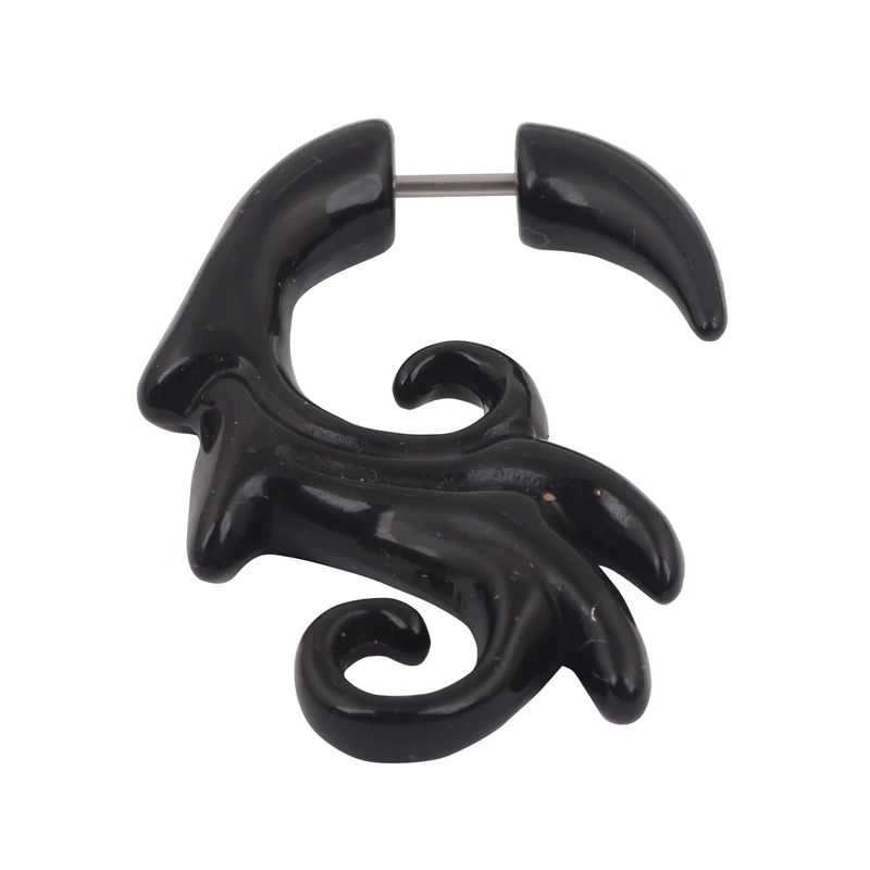 2017 New Free Shipping Black Spiral Fake Ear Plug Flesh Plugs cheater Tapers UV Acrylic Fashion Ear Piercing Body Jewelry