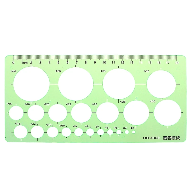 

Green Plastic Circles Geometric Template Ruler Stencil Measuring Tool Students High Quality