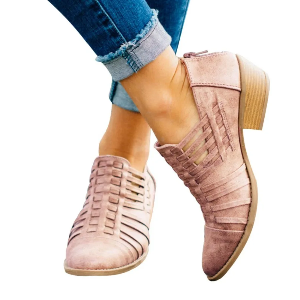 

2019 foreign trade new short boots pointed low-heeled large size women's shoes explosion models boots ghn78