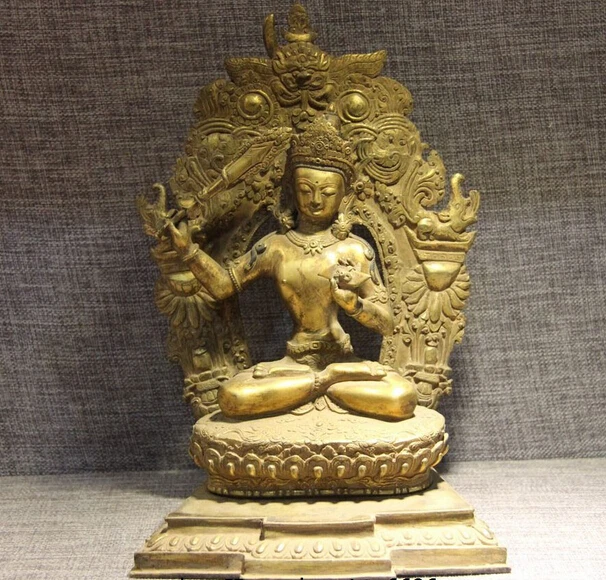 

S0747 Tibet Buddhism Temple Copper Bronze Manjusri Manjushri Bodhisattva Buddha Statue D0318