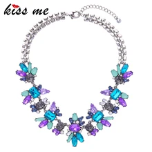 Luxury Created Crystal Flower Pendants Statement Necklace KISS ME Fashion Jewelry Women Accessories