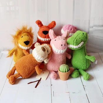 

1piece 28cm=11inch Toothy smile Big tooth funny pink pig dinosaur toys soft gift Valentine's Day present cute Comforting doll