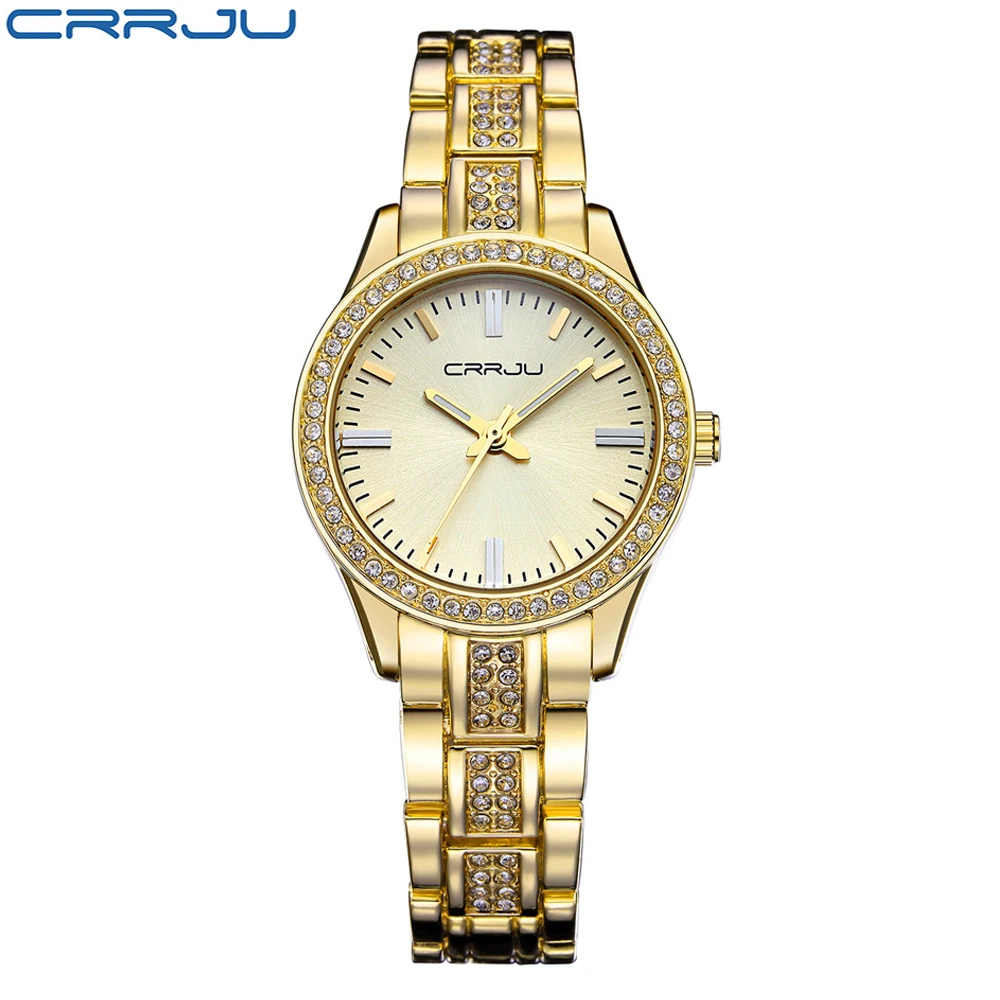 

CRRJU Luxury Brand Women Watch Hot Sale Casual Rhinestone Steel Quartz Watches Ladies Fashion Dress Female Wristwatch Relojes