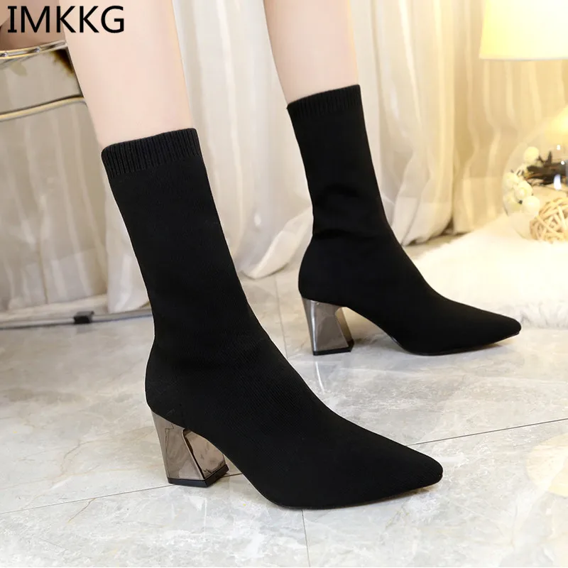 

Women's shoes spring autumn new stovepipe high-heeled elastic boots tube socks boots increased sexy wool boots a678