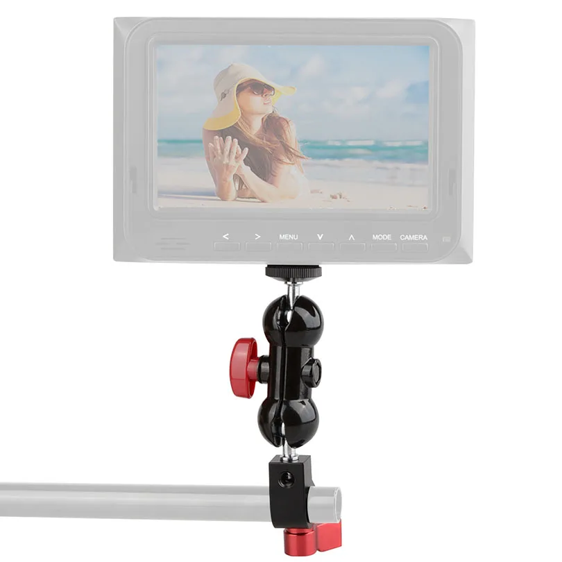 CAMVATE 360 Swivel Ball Head 14 Screw Mount for DSLR Camera Tripod + 15mm Single Rod Clamp Rail Support System C1443  (5)