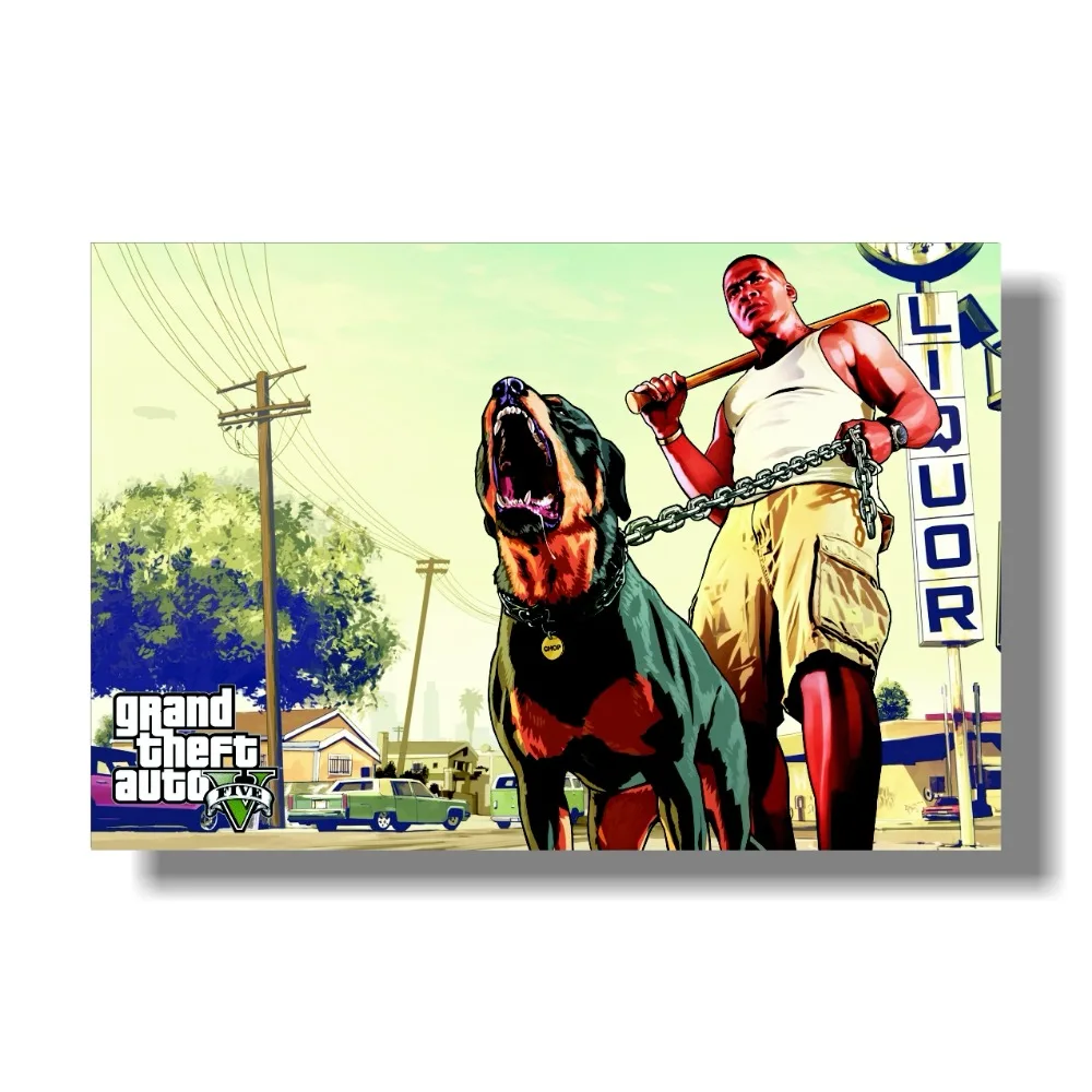 Grand Theft Auto V Art шелковая ткань для печати постер Game Hot GTA 5 изображений украшения