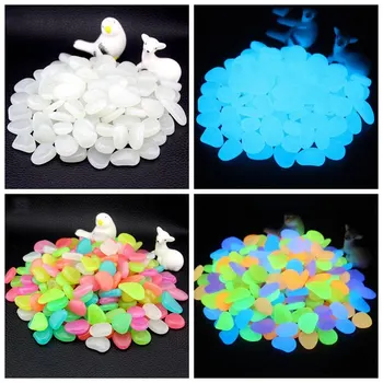 

50/100/300pcs Glow In The Dark Stones Glowing Stones for garden Bright Pebbles Luminous Stones for Aquarium Garden Decoration