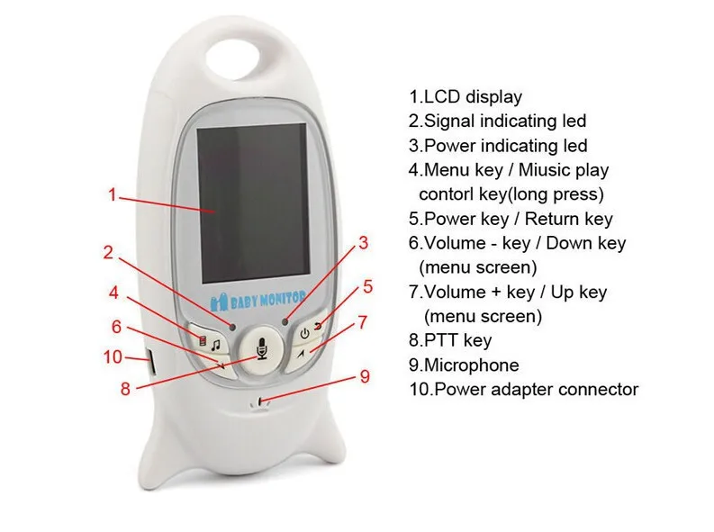 Babykam электронная няня видео Детский Монитор VB601 2,0 дюймов lcd ИК ночного видения монитор температуры видеодомофон 8 колыбельных