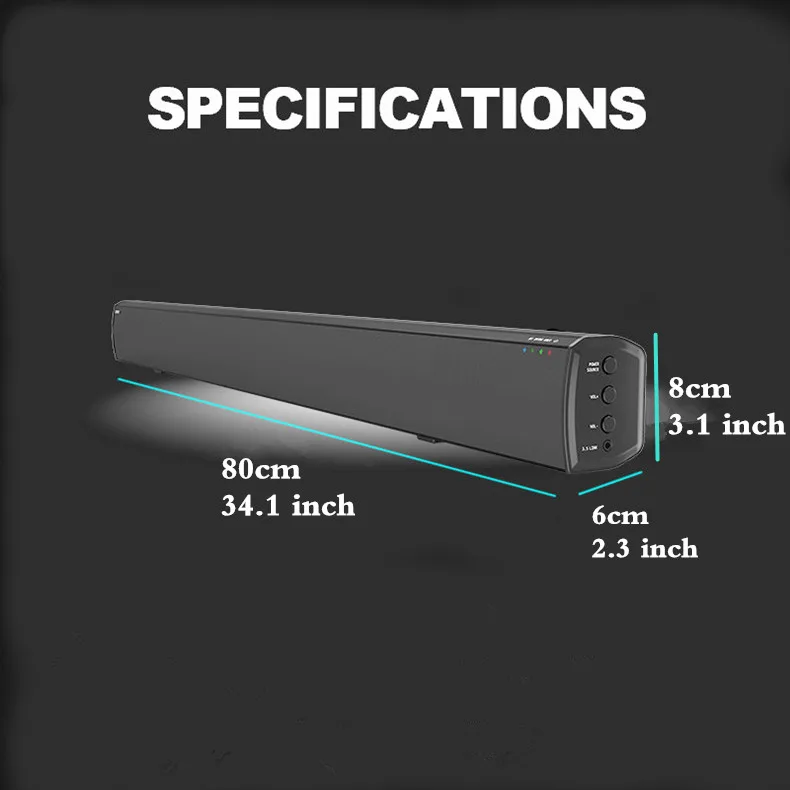 LONPOO casa teatro 40 W Bluetooth barra TV AUX óptica de Bluetooth Barra de sonido altavoces Bass barra de sonido altavoz para TV - 4